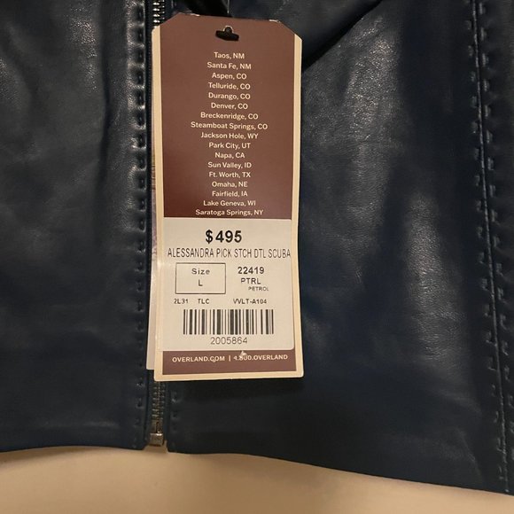NWT Overland Sheepskin Co. Size Large Alessandra Leather Jacket in Petrol - Picture 4 of 6